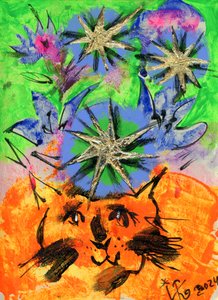 Whimsical Starry Cat by Kanat Ibragimov