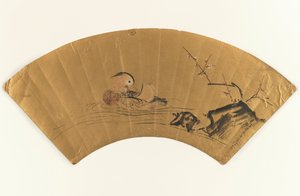 Mandarin duck and blossoming plum by Kano Yukinobu