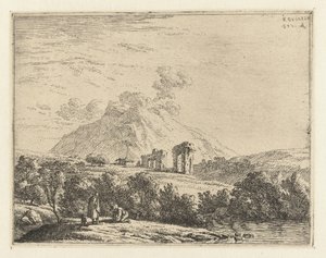 Landscape with Ruin and Two Men with a Dog by Karel Du Jardin