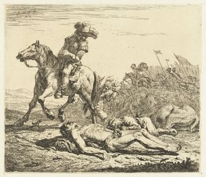 Battlefield with Soldier on Horseback and Two Dead by Karel Du Jardin