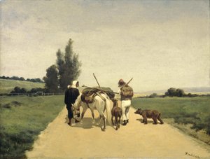 Traveling Family on a Country Road
