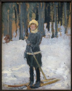 Woman Skiing in the Forest