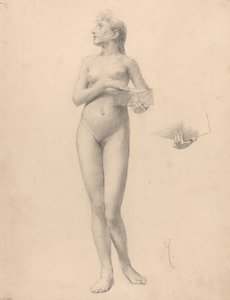 Standing Nude Woman Holding a Box by Karel Vitezslav Masek