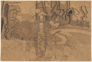 Allegorical Scene with Figures and a Peacock in a Garden