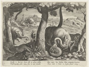 Elephant Fighting with Snake by Karel van Mallery (attributed to)