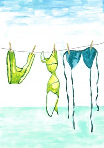 Summer Swimsuits Drying by Karen Menzenbach