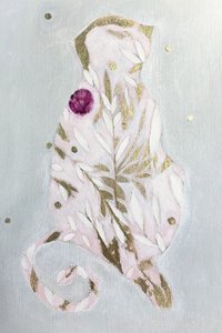 Pink Botanical Cat by Karenina Fabrizzi