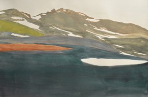 Snowy Mountain Lake View by Karin Bos