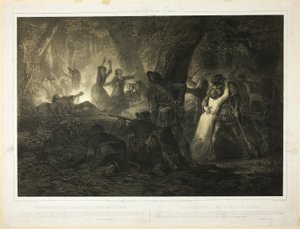 Deliverance of the Daughters of Daniel Boone and Callaway, plate two from History of the First Colonists of America
