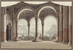 Agnes von Hohenstaufen. Opera by Gaspare Spontini. Design for the 2nd Decoration. Open Hall by Karl Friedrich Schinkel