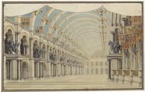 Agnes of Hohenstaufen. Opera by Gaspare Spontini. Design for the 7th Decoration. Festival and Ballroom by Karl Friedrich Schinkel
