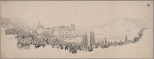 View of Heidelberg Castle with the Neckar Bridge and the Neckar Valley by Karl Friedrich Schinkel