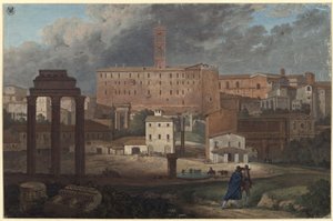 View of the Capitoline Hill in Rome from Campo Vaccino by Karl Friedrich Schinkel