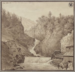 View of the Waterfall at Lend in Salzburg by Karl Friedrich Schinkel