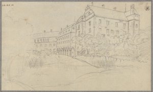 View of a Castle with Renaissance Gables in Silesia or Bohemia by Karl Friedrich Schinkel