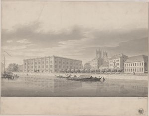 Berlin. Bauakademie. Perspective View from the Schlossbrücke by Karl Friedrich Schinkel