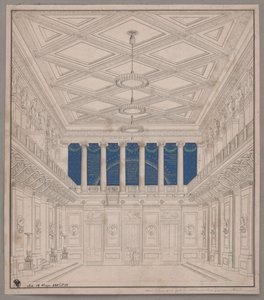 Berlin. Schauspielhaus on the Gendarmenmarkt, Concert Hall. Decoration for the Festival of Natural Scientists by Karl Friedrich Schinkel