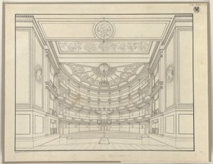 Berlin. Schauspielhaus on the Gendarmenmarkt, Auditorium by Karl Friedrich Schinkel
