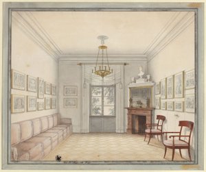 Berlin. Charlottenburg Palace, Palace Park, New Pavilion (Schinkel Pavilion). View of the White Room as a Model for the Design of the Rooms on the Upper Floor by Karl Friedrich Schinkel