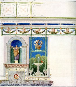 Berlin, Wilhelmplatz. Palace of Prince Karl of Prussia, Dining Room. Design for Wall and Ceiling by Karl Friedrich Schinkel