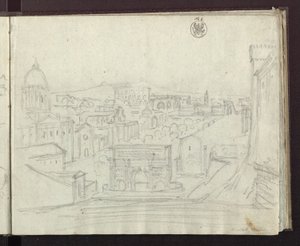 View from the Capitol in Rome Eastward to the Forum with the Arch of Septimius Severus by Karl Friedrich Schinkel