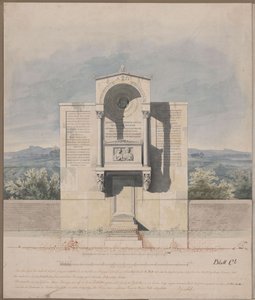 Bonn. Design for the Tomb Monument for Barthold Georg Niebuhr, with the Relief Portrait of the Couple by Karl Friedrich Schinkel