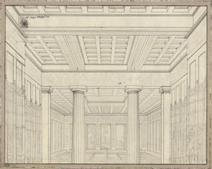 Dido. Opera by Bernhard Klein. Design for the 3rd decoration. Chamber in the palace by Karl Friedrich Schinkel