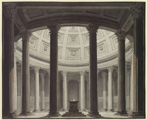 The Vestal. Opera by Gaspare Spontini. Design for the 2nd Decoration. View into the Temple of Vesta by Karl Friedrich Schinkel