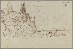 A Gothic Church on a Steep Seacoast by Karl Friedrich Schinkel