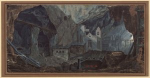Iron Mine in Catalonia. Interior View by Karl Friedrich Schinkel
