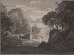 Rocky Coastal Landscape with a Castle by Karl Friedrich Schinkel