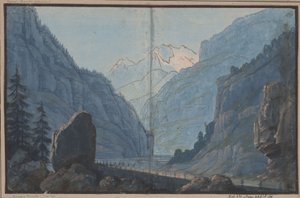 Hermann and Thusnelda. Play by August von Kotzebue. Design for the 5th Decoration. Mountain Road by Karl Friedrich Schinkel
