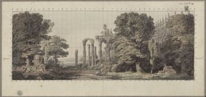 Church and Ruins of a Gothic Monastery under Trees by Karl Friedrich Schinkel