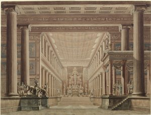 Olimpia. Opera by Gaspare Spontini. Design for the 2nd Decoration. Interior of the Temple of Diana by Karl Friedrich Schinkel