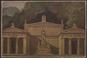Olimpia. Opera by Gaspare Spontini. Design for the 4th Decoration. Temple of Diana by Karl Friedrich Schinkel