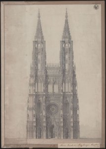 Strasbourg. Cathedral. Design for the Completion of the West Facade by Karl Friedrich Schinkel