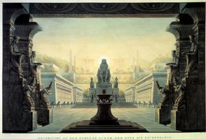 Theatre Decor: Decor for the Opera La Flute Enchante (Die Zauberflote) by Karl Friedrich Schinkel