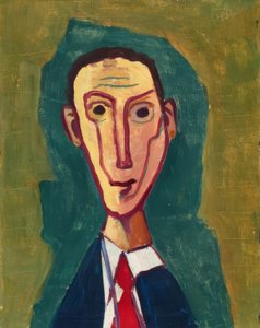 Expressionist Male Portrait with Red Tie by Karl Hofer