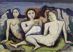 Figurative Composition (Four Seated Women in Landscape)
