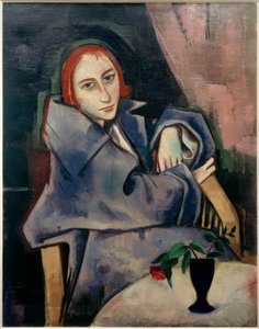 Girl with Blue Vase by Karl Hofer