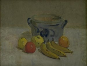 Still Life with Grey Jar, Apples and Bananas