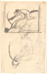 Draft for the Painting "Høder and Loke", furthermore (upside down) indication of figure composition
