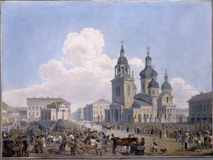 The Hay-market Place and the Assumption Church in Saint Petersburg by Karl Petrovich Beggrov by Karl Pavlovich Beggrov
