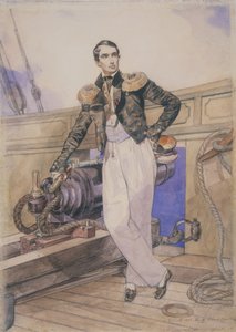 Vladimir Alexeyevich Kornilov Aboard the Brig Themistocles by Karl Pavlovich Bryullov