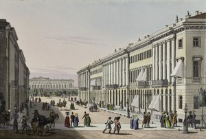 The Mikhailovskaya Street with view of the Michael Palace in St. Petersburg, First half of the 19th century