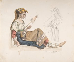 Neapolitan Woman (recto), Study for an Interior (verso)