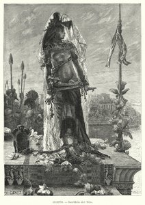 Sacrifice of a virgin to the River Nile in ancient Egypt