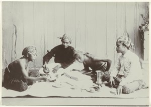 Four Young Men Drinking Coffee or Tea by Kassian Cephas