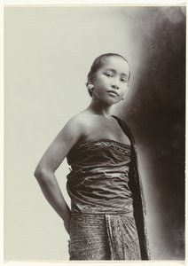Studio Portrait of a Javanese Woman in a Sarong with Batik Motif