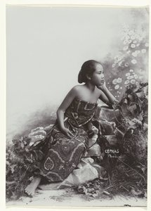 Studio Portrait of a Seated Young Javanese Woman by Kassian Cephas